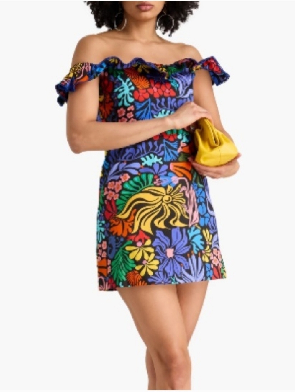 Borgo De Nor Nalani Cotton Tropical Off-Shoulder Mini Dress Sz10 Resortwear